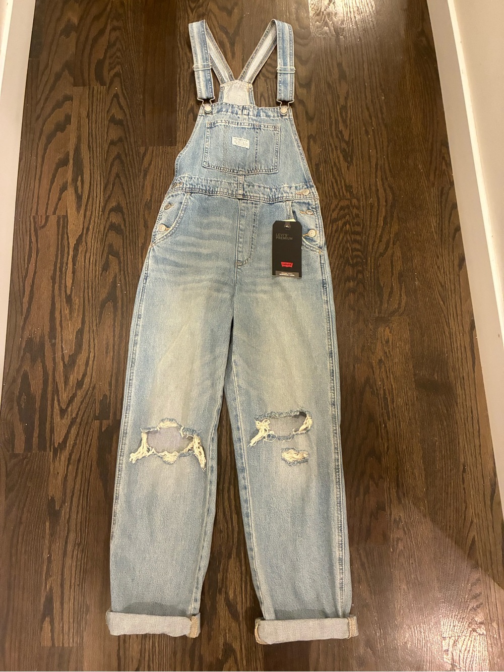 Levi’s Premium - XS - Light Wash Distressed Denim Overalls